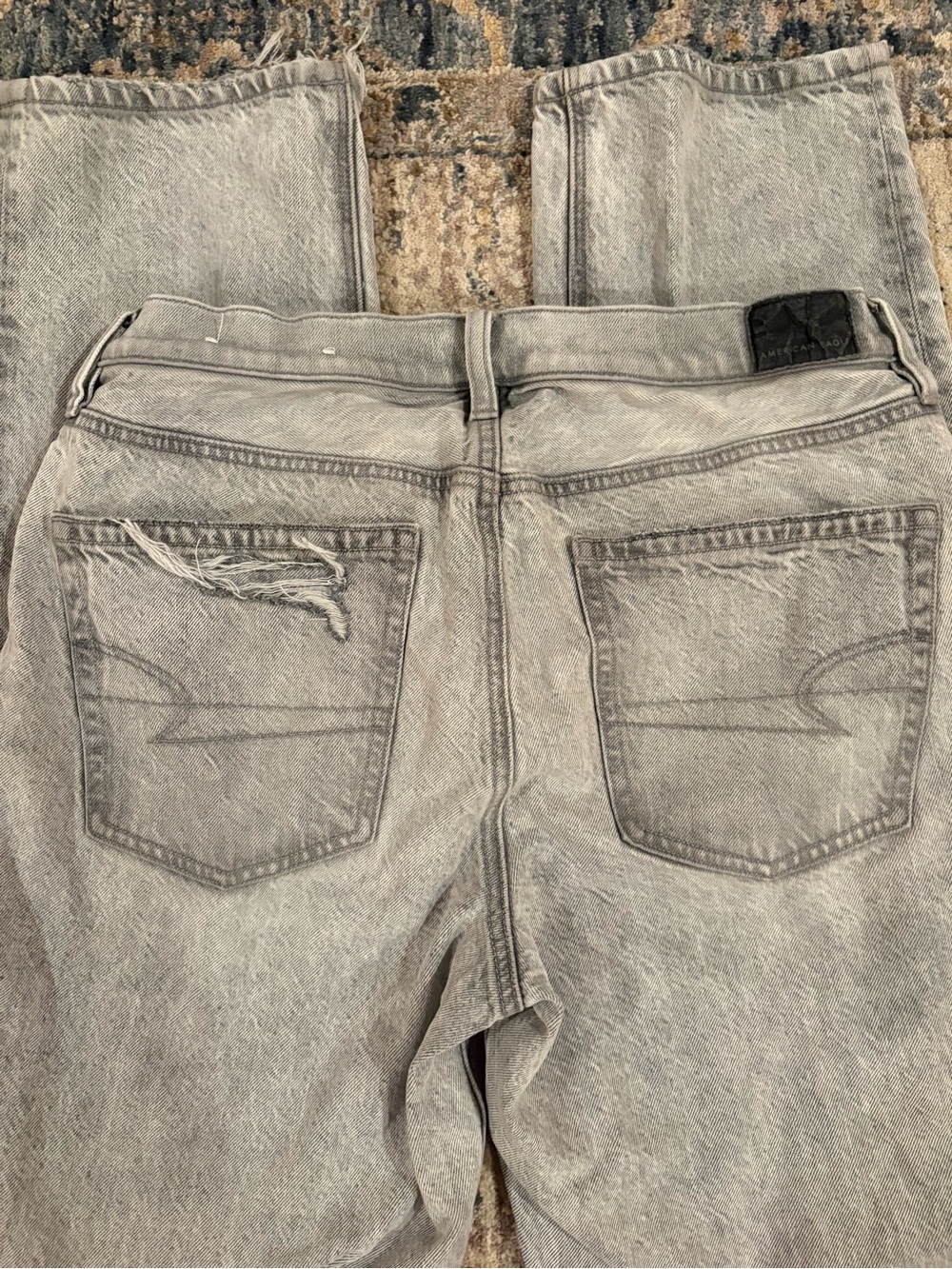 American Eagle 90s Straight Leg Jeans Distressed Gray Jeans Ripped Straight Leg - Picture 4 of 6